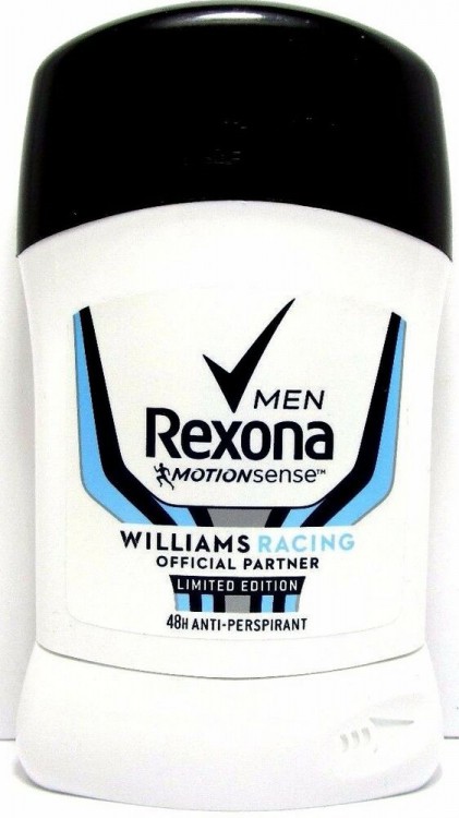 Rexona Stick 50ml Williams Racing men | Kosmetické a dentální výrobky - Pánská kosmetika - Deodoranty - Tuhé deo a roll-on Rexona Stick 50ml Williams Racing men | Kosmetické a dentální výrobky - Pánská kosmetika - Deodoranty - Tuhé deo a roll-on